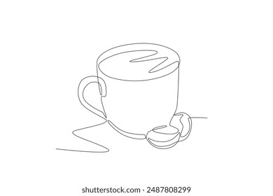 Glass of coffee and coffee beans. Food and drink concept one-line drawing