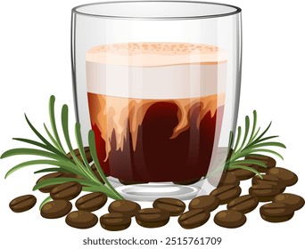 Copo de café com creme e ervas