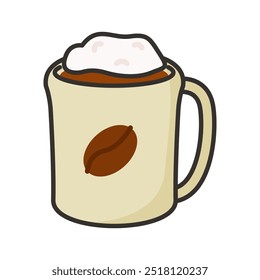 Glass of coffee with cream with outline style