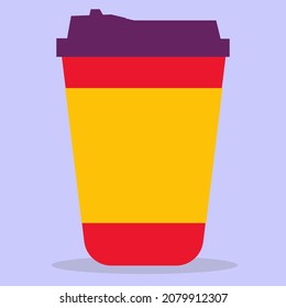 Glass. Coffee cup with lid. The image is made in a flat style. Vector illustration. A series of business icons.