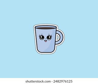 Glass Coffee cute icon vector design