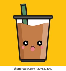 Glass Coffee Cute Kawaii Emoticon