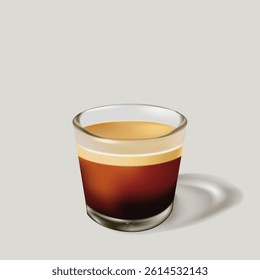 Glass coffee espresso drink on gray background for decoration
