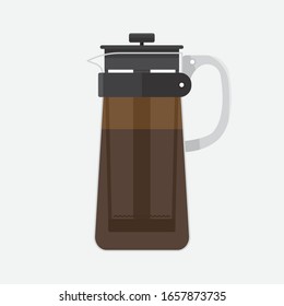 glass coffee french press flat design icon vector