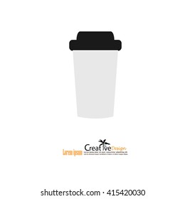 Glass of coffee to go.coffee glass icon.vector illustration.