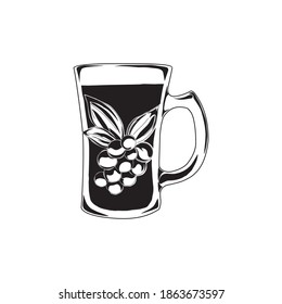 
a glass of coffee hand drawn vector, an antique glass engraved with grapes