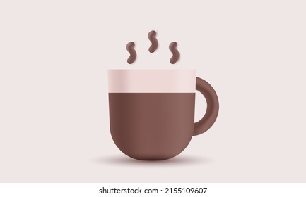 café de vidrio de diseño aislado objetos 3d diferentes aislados en fondo marrón.Vector moderno y moderno de estilo 3d.