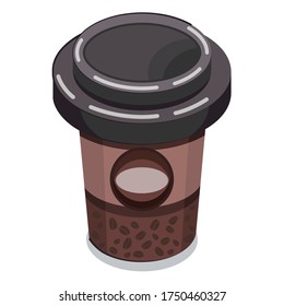 Glass of coffee. Isometric illustration in vector. Delicious.