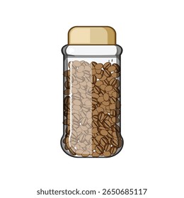 glass coffee jar cartoon. ceramic seal, freshness beans, grounds lid glass coffee jar sign. isolated symbol vector illustration