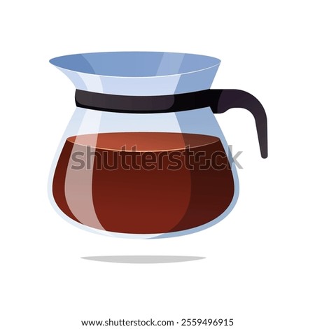 Glass coffee jug vector isolated on white background.