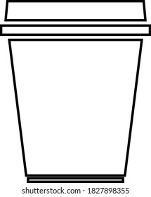 Glass of coffee with lid contour isolated on white background. Vector black and white illustration. Great for labels, menus, posters, banners, vouchers, coupons, business promotion and more.