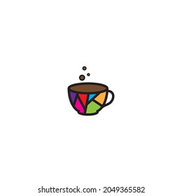 GLASS WITH COFFEE LOGO DESIGN VECTOR ILLUSTRATION SYMBOLS