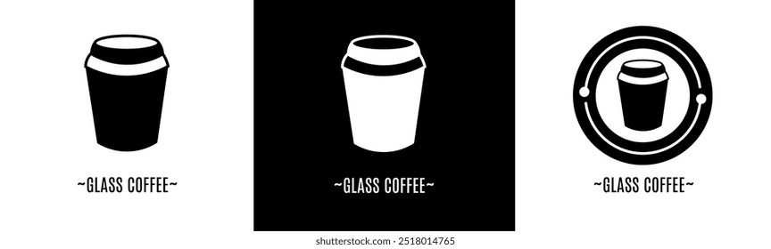 Glaskaffee-Logo-Set. Sammlung von schwarz-weißen Logos. Stock-Vektor.