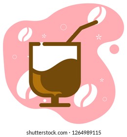 glass of coffee in mbe style, vector illustration