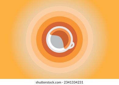 A glass of coffee on a gradient yellow background.