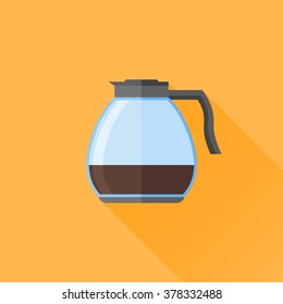 Glass coffee pot flat icon
