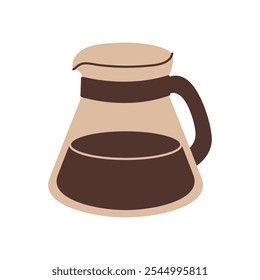 Cafetera de cristal. Artículo de amante del café. Clipart plano simple