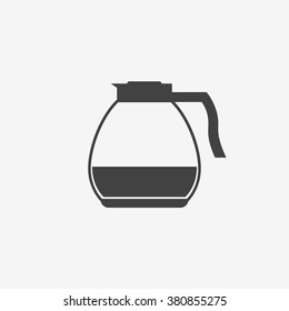 Glass coffee pot monochrome icon. Vector illustration.