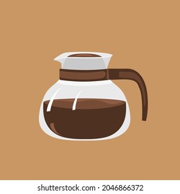 Glass coffee pot. Vector object, flat design.