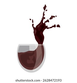 Glass of Coffee Vector Illustration, Cartoon Clipart, Isolated on white background.