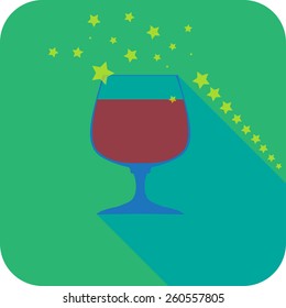 Glass cognac flat design stylized vector party drink icon, The best for your design, flyers, coasters, prints