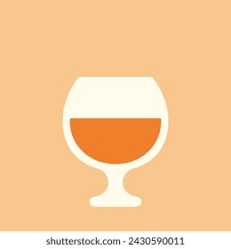 Glass of cognac. Vector flat icon. Best for logo, posters, print, cards, menu concept and branding design.