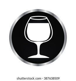 glass of cognac - vector icon on a black button?