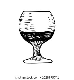 glass of cognac vector sketch isolated
