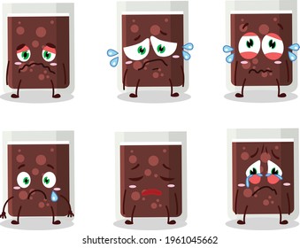 Glass of cola cartoon character with sad expression