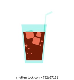 Glass of Cola Drink Simple Flat Illustration