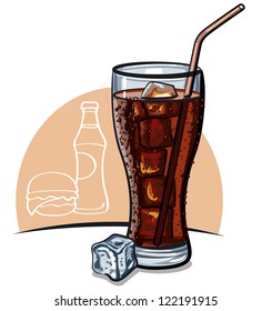 Glass of cola with ice