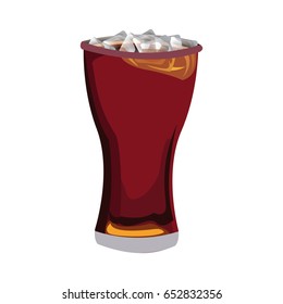 glass of cola with ice cubes drink soda