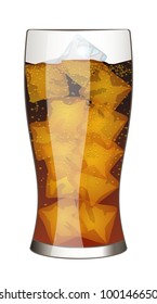 Glass of cola with ice. Vector illustration