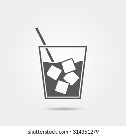 Glass of cola with ice.Vector icon.