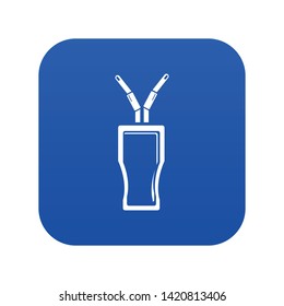 Glass cola icon blue vector isolated on white background
