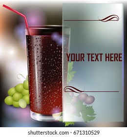 Glass of cola on a dark abstract background. Fast food menu. Place for text. Vector glass of drink.  Vector illustration