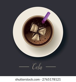 a glass of cola with pipet