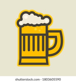 Glass of cold beer with foam. Vector illustration