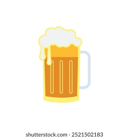 Un vaso de icono de cerveza fría. Ilustración vectorial de diseño plano aislado sobre fondo blanco.