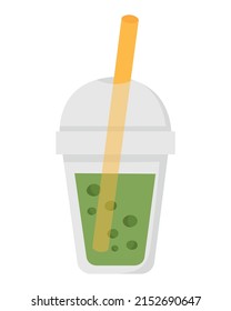 Glass with cold drink. Flat doodle clipart. All objects are repainted.