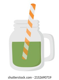 Glas mit kaltem Getränk. Flachdoodle Clipart. Alle Objekte werden neu gestrichen.