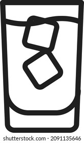 Glass with cold drink. Ice cubes in liquid icon