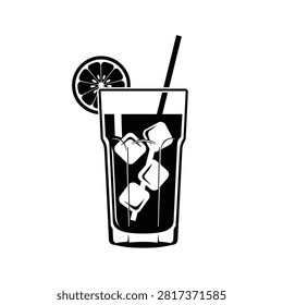 Glass of cold drink with ice cubes