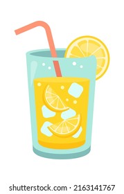 Glass of cold lemonade. Vector illustration