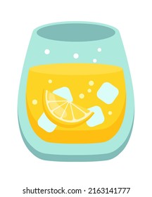 Glass of cold lemonade. Vector illustration