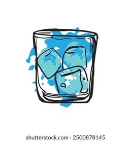 a glass with cold water  with ice cubes