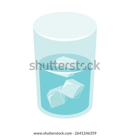 Glass of Cold Water with Ice Cubes Illustration - Refreshing Drink Concept