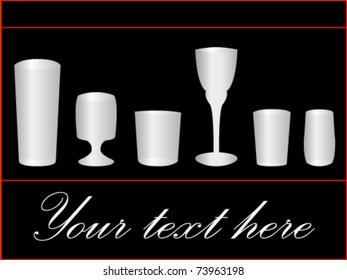 glass collection isolated on black background - vector