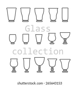 Glass collection - vector illustration  line style unusual illustration