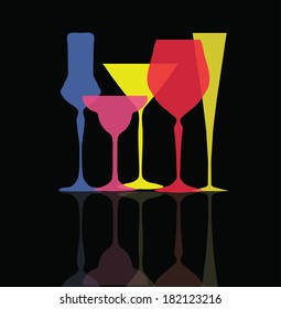 Glass collection - vector silhouette